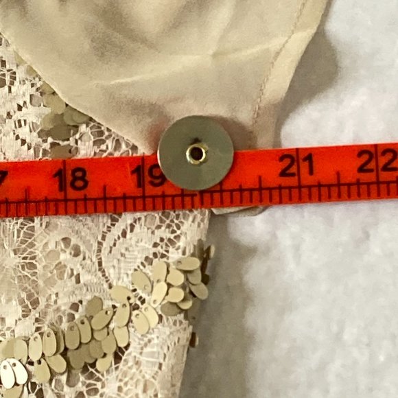 BNWT Tu Women's Cream Beige Sequin Embellished Blouse Size 14 - Picture 4 of 13